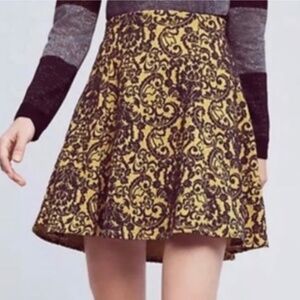 Anthropologie Maeve jacquard contrast mini skater circle skirt, xs